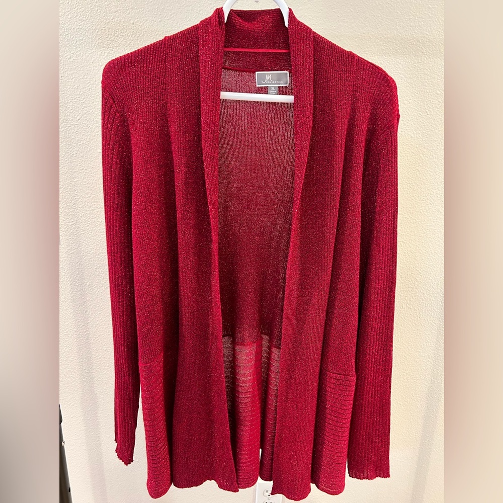Red JM Collection Cardigan Sweater